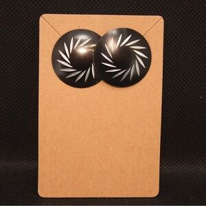 Black and Silver Round Earrings